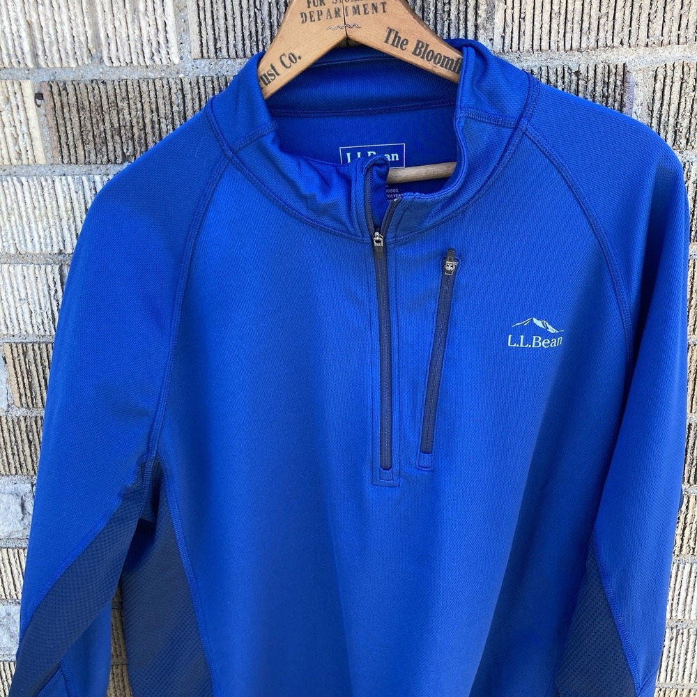 L.L.Bean Men's‎ Large Blue 1/4 Zip Performance Pullover Athletic Fit Lightweight